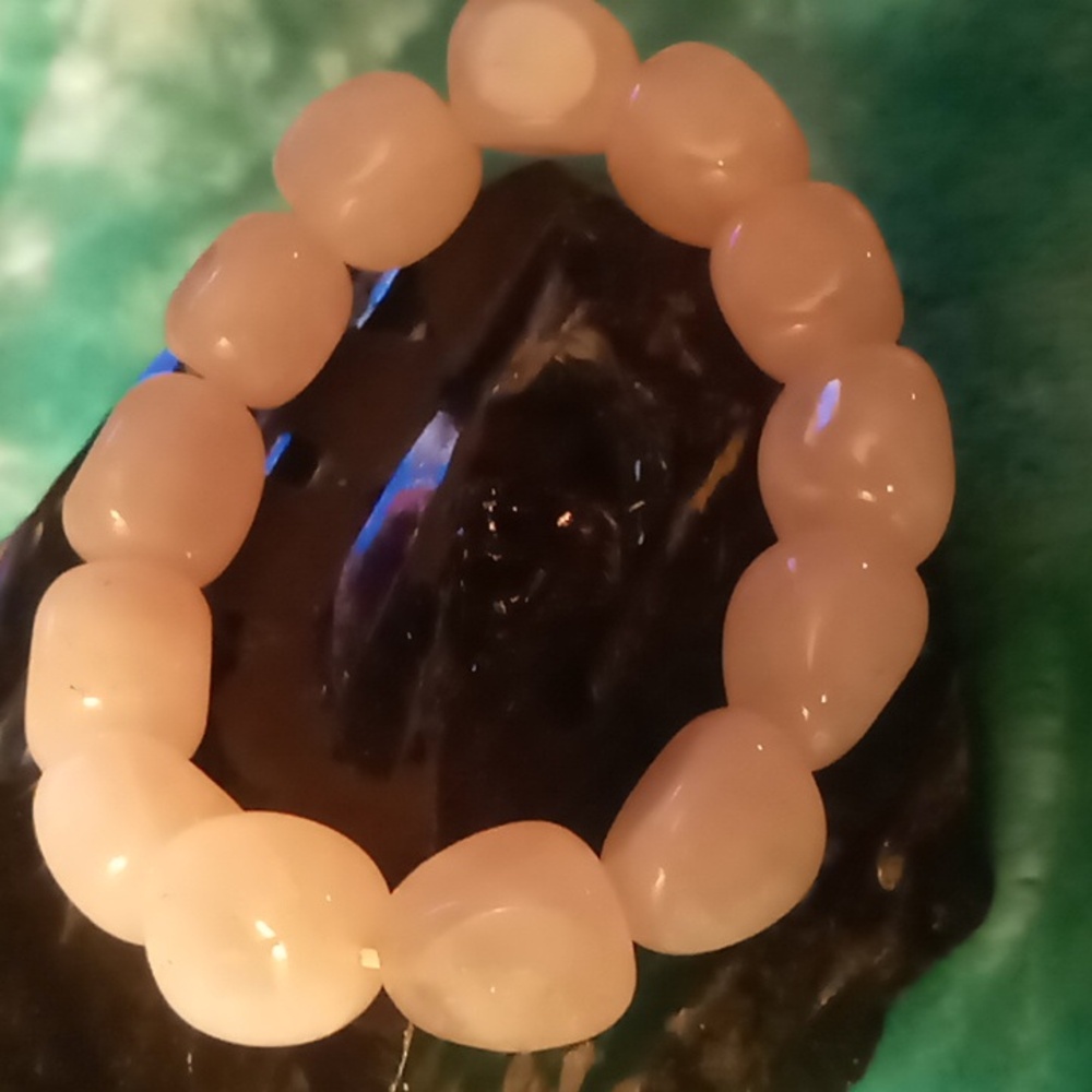Rose quartz large stone expandable bracelet natural rose quartz stone